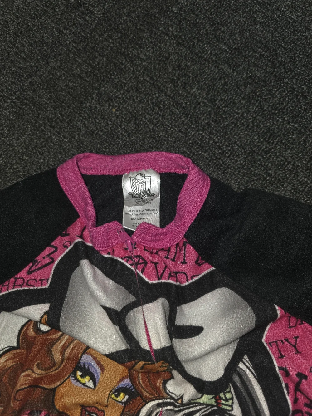 Monster High Girls' Pink & Black One-Piece Pajamas